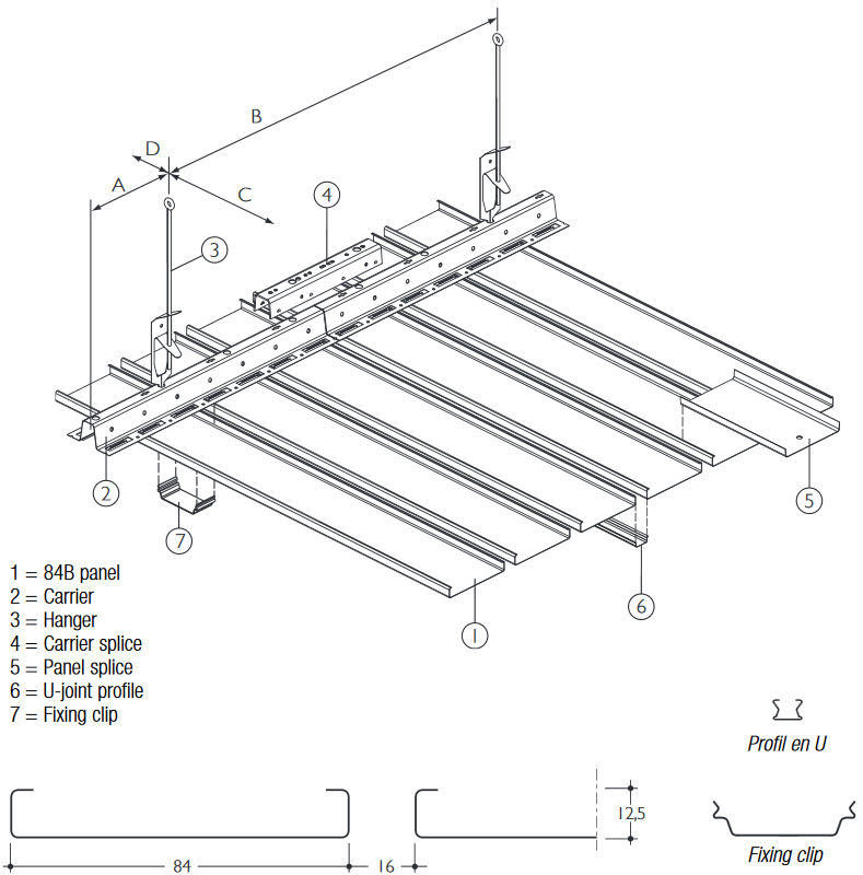 84b Linear Open Ceiling System Aluminium Ceiling Panels