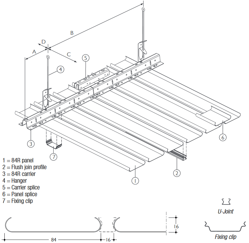 84r Linear Open Ceiling System Aluminium Ceiling Panels