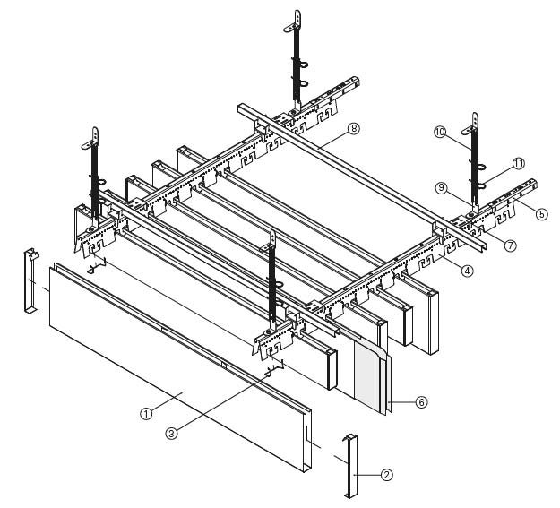 Baffle Tavola Ceiling Levels