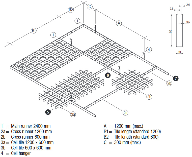 Open Cell Ceiling System Interior Metal Ceilings