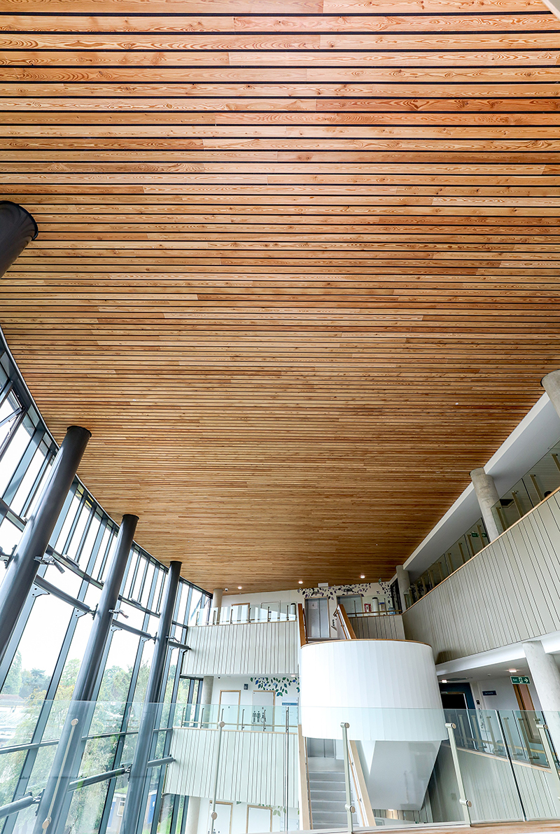 Linear Wood Ceiling Installed At A New 40 Million Hospital